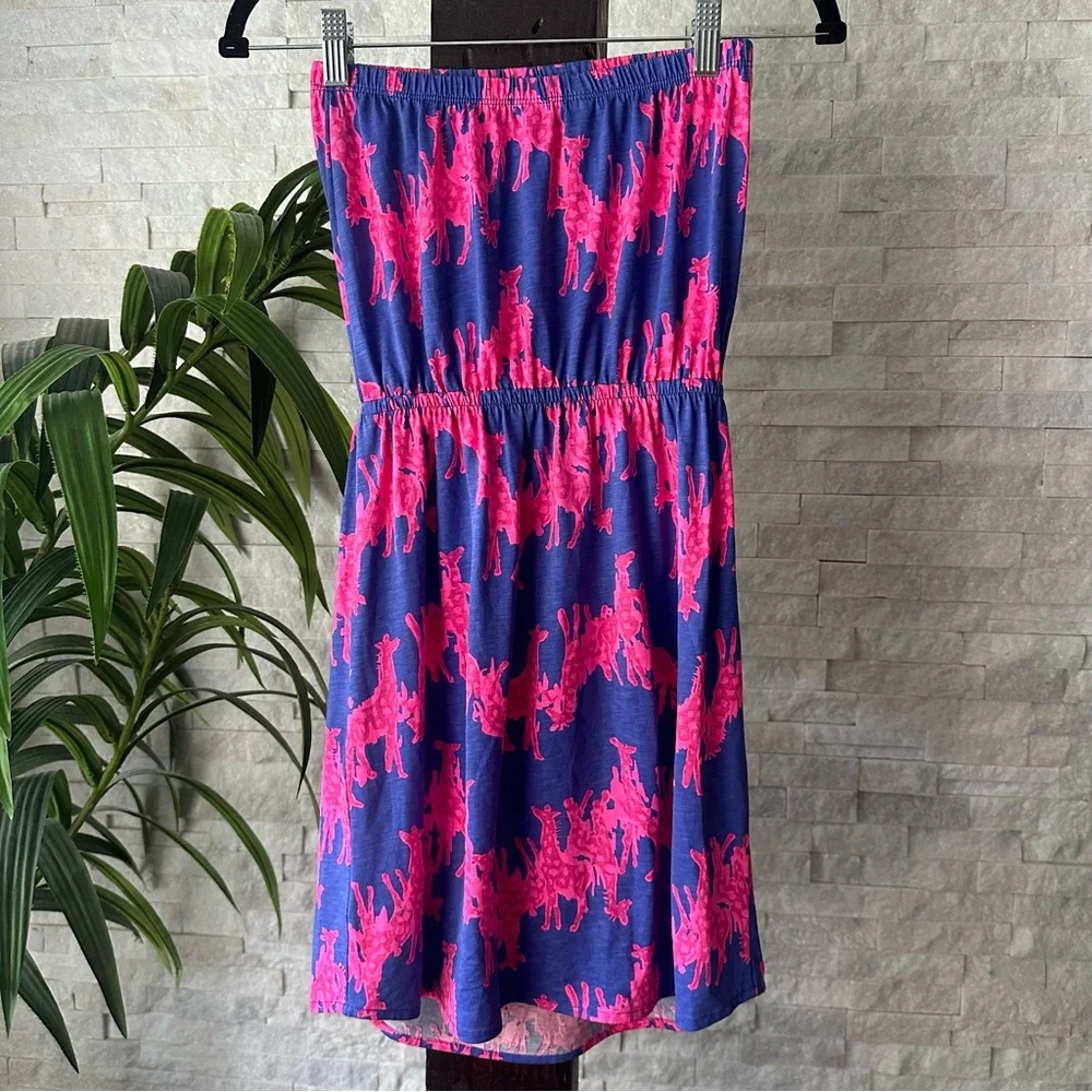 Lilly Pulitzer “Windsor” Pink Purple Neck in Neck Giraffe Print Size XS - Picture 3 of 7